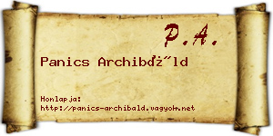 Panics Archibáld névjegykártya